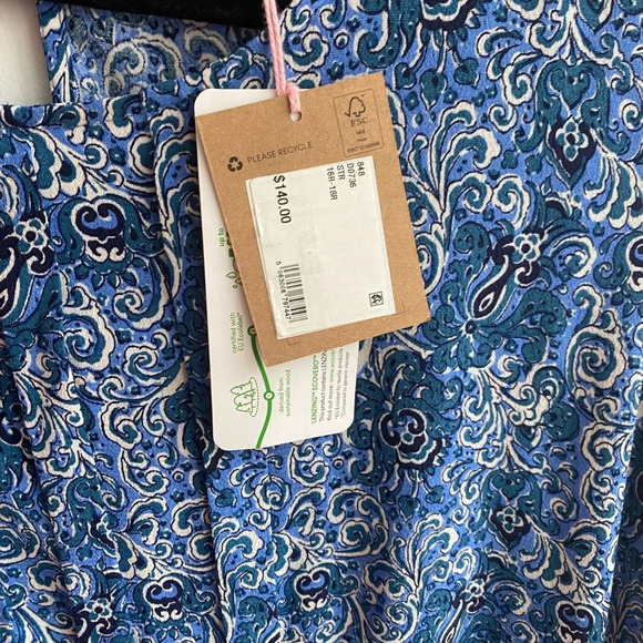 NWT Boden pleated Peplum Blue Print Long Sleeve Mini Dress Size 16-18 - Picture 9 of 11